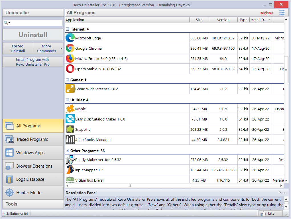 All Programs 详情视图